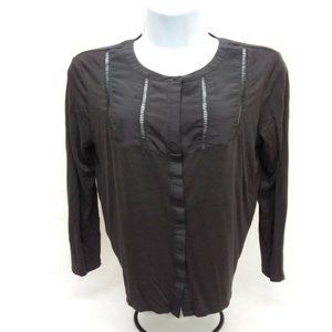Women's Medium Banana Republic Long Sleeve Solid Black Button-Up Blouse